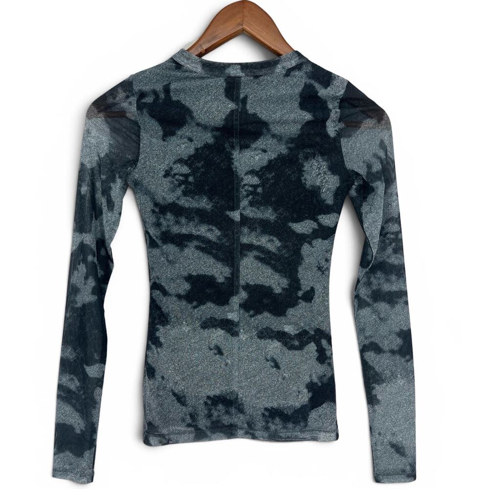 Rag & Bone Yana Printed Mesh Tee Silver Multi Long Sleeve XXS NWT - Picture 10 of 13